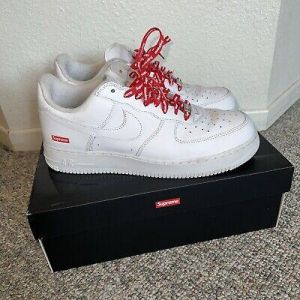 Size 10.5 - Nike Air Force 1 x Supreme Low Box Logo - White