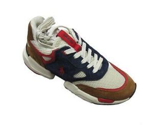 eliraz&sivan  brands נעלי גברים ממותגים  Polo Ralph Lauren Men's Navy/Brown Polo Retro Jogger Sneakers