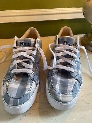 Mens size 15 Polo sneaker. Blue plaid. Good condition
