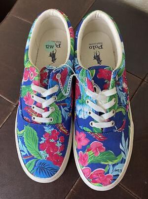 eliraz&sivan  brands נעלי גברים ממותגים  NEW POLO RALPH LAUREN KEATON PONY MENS HAWAIIAN FLORAL CANVAS SHOES SIZE 12W