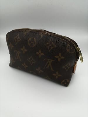 Louis Vuitton Monogram Makeup Pouch Bag M47515 Brown PVC Canvas Leather