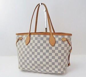 eliraz&sivan  brands מותגי אופנה נשים  Authentic LOUIS VUITTON Neverfull PM Damier Azur Tote Bag Purse #56071