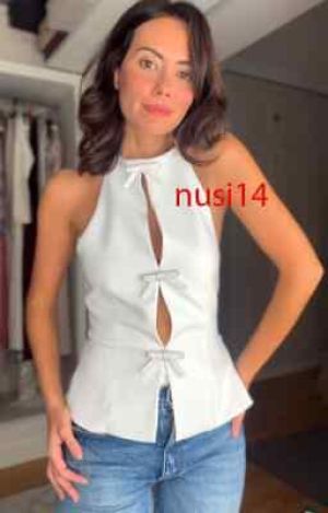 ZARA WOMAN NWT SS24 WHITE JEWEL BOW HALTER TOP XS-XXL 2793/777