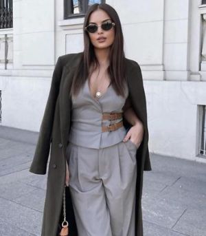 eliraz&sivan  brands zara NEW ZARA 2024 TAUPE BELTED HALTERNECK WAISTCOAT TOP SIZE S 1255/882