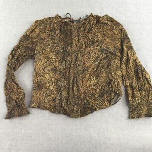 eliraz&sivan  brands zara Zara Womens Top Size M Brown Snakeskin Pattern Long Sleeve Shirt Blouse