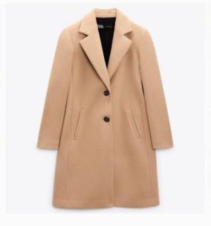 eliraz&sivan  brands zara Zara Coat Women Size Small Camel Beige Menswear Coat With Pockets