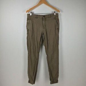 eliraz&sivan  brands zara Zara Mens Chino Pants Size 31 Khaki Brown Tapered Cuffed Cotton 002132