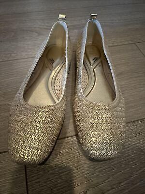 eliraz&sivan  brands zara Zara Women’s Flat Shoes Rattan Woven Gold Sz 6 NEW