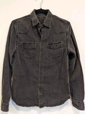 eliraz&sivan  brands zara ZARA Black Gray Western Snap Button Denim Shirt Sz S Excellent Condition