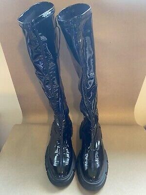 eliraz&sivan  brands zara ZARA High-Shaft Patent Leather Tall Boots US 9 Womens 7.5 Mens 40 EU Part ZIP