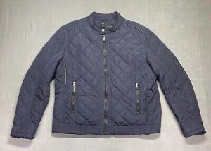 Zara Man Womens Quilted Jacket XXL Navy Blue Full Zip Pockets Lightweight