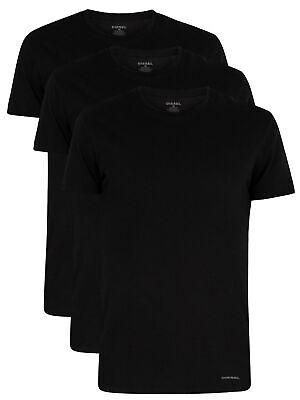 Diesel - 3-Pack Mens Slim Fit Crew Round Neck Basic T-Shirt Black - JAKE