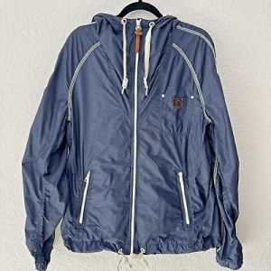 DIESEL Jacket Mens Windbreaker Hooded Zipper Pockets Drawstring Size Large