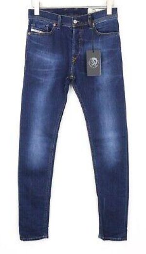 Diesel Tepphar-X 083AT Uomo Jeans W26/L32 Ragazzi Slim-Carrot Fit Blu Macchie
