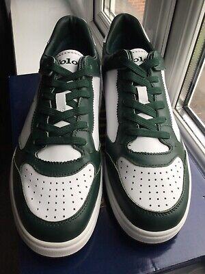 eliraz&sivan  brands נעלי גברים ממותגים  Polo Ralph Lauren Men Court Lux Trainer with PonyLogo in Green/white Size UK9