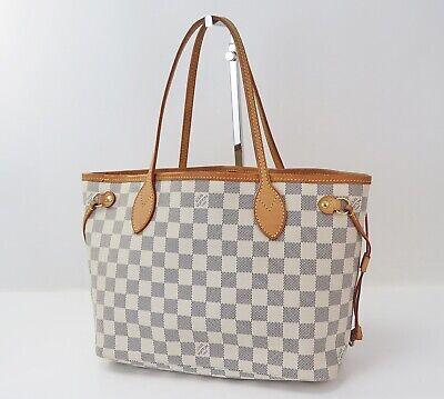 eliraz&sivan  brands מותגי אופנה נשים  Authentic LOUIS VUITTON Neverfull PM Damier Azur Tote Bag Purse #56071