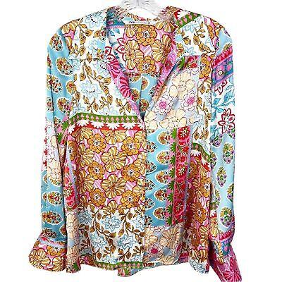 eliraz&sivan  brands zara Zara women’s satin patchwork button up shirt size S collared long sleeve