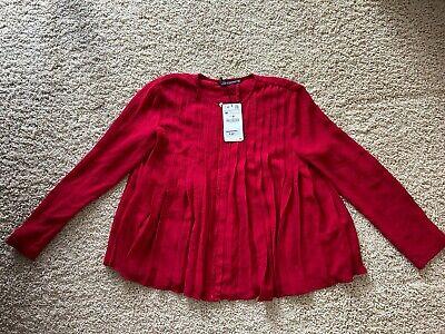 eliraz&sivan  brands zara zara women red flowy pleated shirt with long sleeves size Medium.
