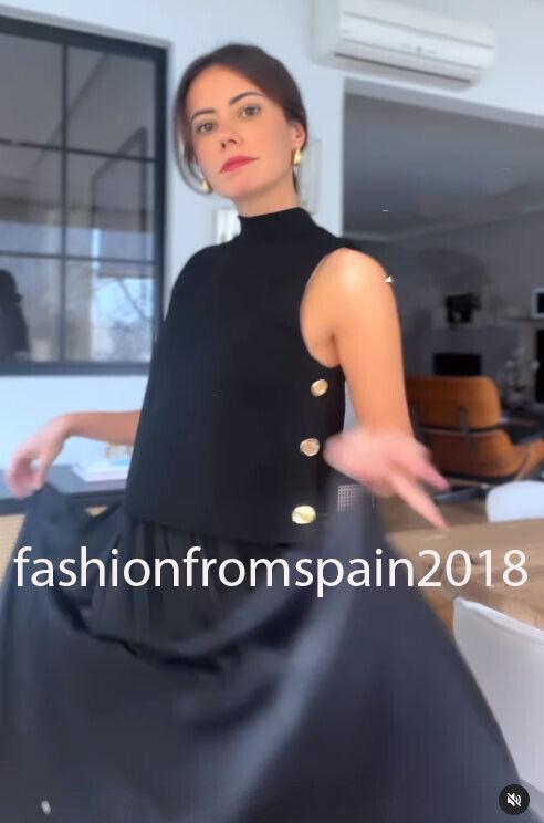 eliraz&sivan  brands zara ZARA NEW WOMAN PLEATED COMBINED BUTTONED MIDI DRESS BLACK XS-XL 9878/279