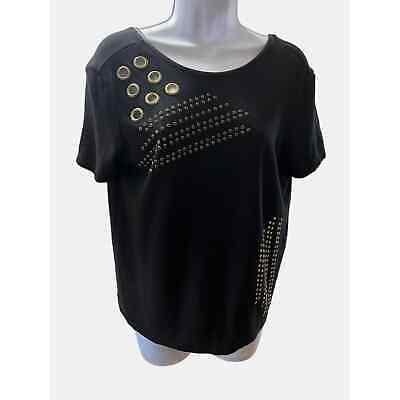 eliraz&sivan  brands zara Zara WB Collection Short Sleeve Black Embellished Top Women's Size Medium