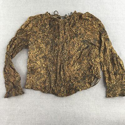 eliraz&sivan  brands zara Zara Womens Top Size M Brown Snakeskin Pattern Long Sleeve Shirt Blouse