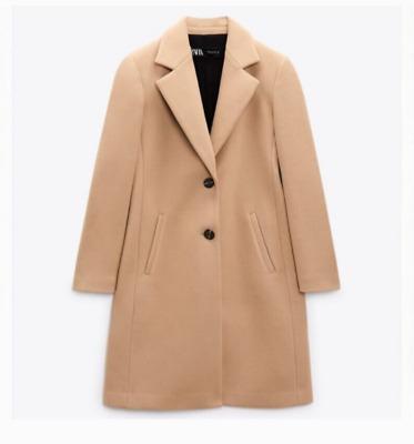 eliraz&sivan  brands zara Zara Coat Women Size Small Camel Beige Menswear Coat With Pockets