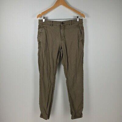 eliraz&sivan  brands zara Zara Mens Chino Pants Size 31 Khaki Brown Tapered Cuffed Cotton 002132