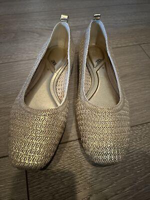 eliraz&sivan  brands zara Zara Women’s Flat Shoes Rattan Woven Gold Sz 6 NEW