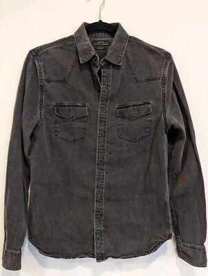 eliraz&sivan  brands zara ZARA Black Gray Western Snap Button Denim Shirt Sz S Excellent Condition