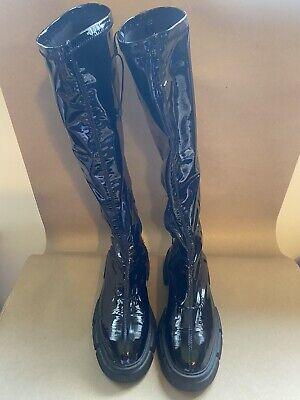 eliraz&sivan  brands zara ZARA High-Shaft Patent Leather Tall Boots US 9 Womens 7.5 Mens 40 EU Part ZIP