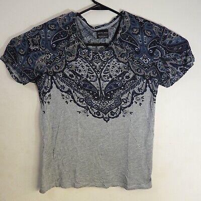eliraz&sivan  brands zara Zara Man Floral Paisley Design Gray Black Blue Women's T-Shirt Top Size Small