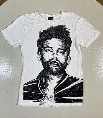eliraz&sivan  brands zara ZARA Man Women’s White SS T Shirt With Portrait Graphic 100% Modal SMALL