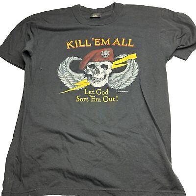 eliraz&sivan  brands outlet מותגים  Vintage 1986 Kill Em All Let God Sort Em Out T-Shirt Size L JRS ENTERPRISES USA