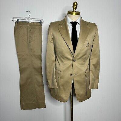 eliraz&sivan  brands outlet מותגים  Vtg Disco Suit Mens Beige Solid Wool 36R 28W (5 inches to let out)