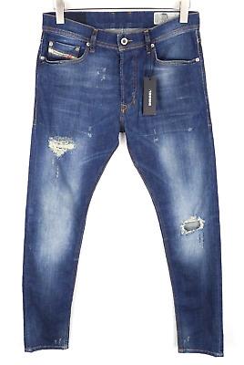 eliraz&sivan  brands DIESEL DIESEL Tepphar 084TX Men Jeans W29/L32 Slim-Carrot Blue Cotton Stretch Ripped